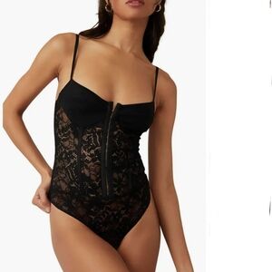 Intimately FP Lace Night Rhythm Thong Bodysuit Size M